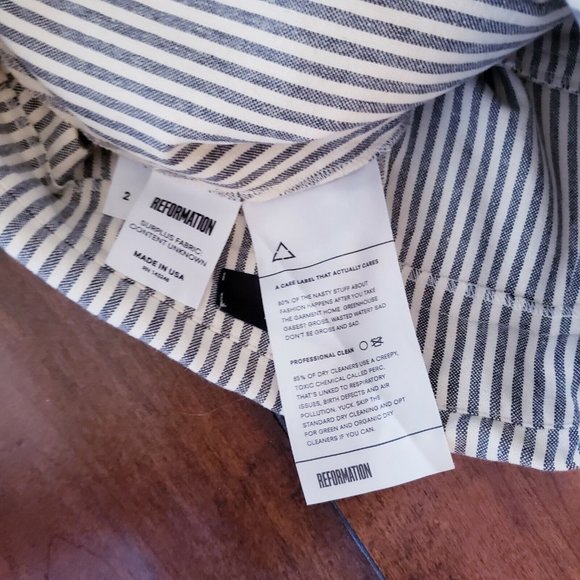 Reformation Striped Fisher High Waisted Paper bag Pants Size 2 - Picture 12 of 12